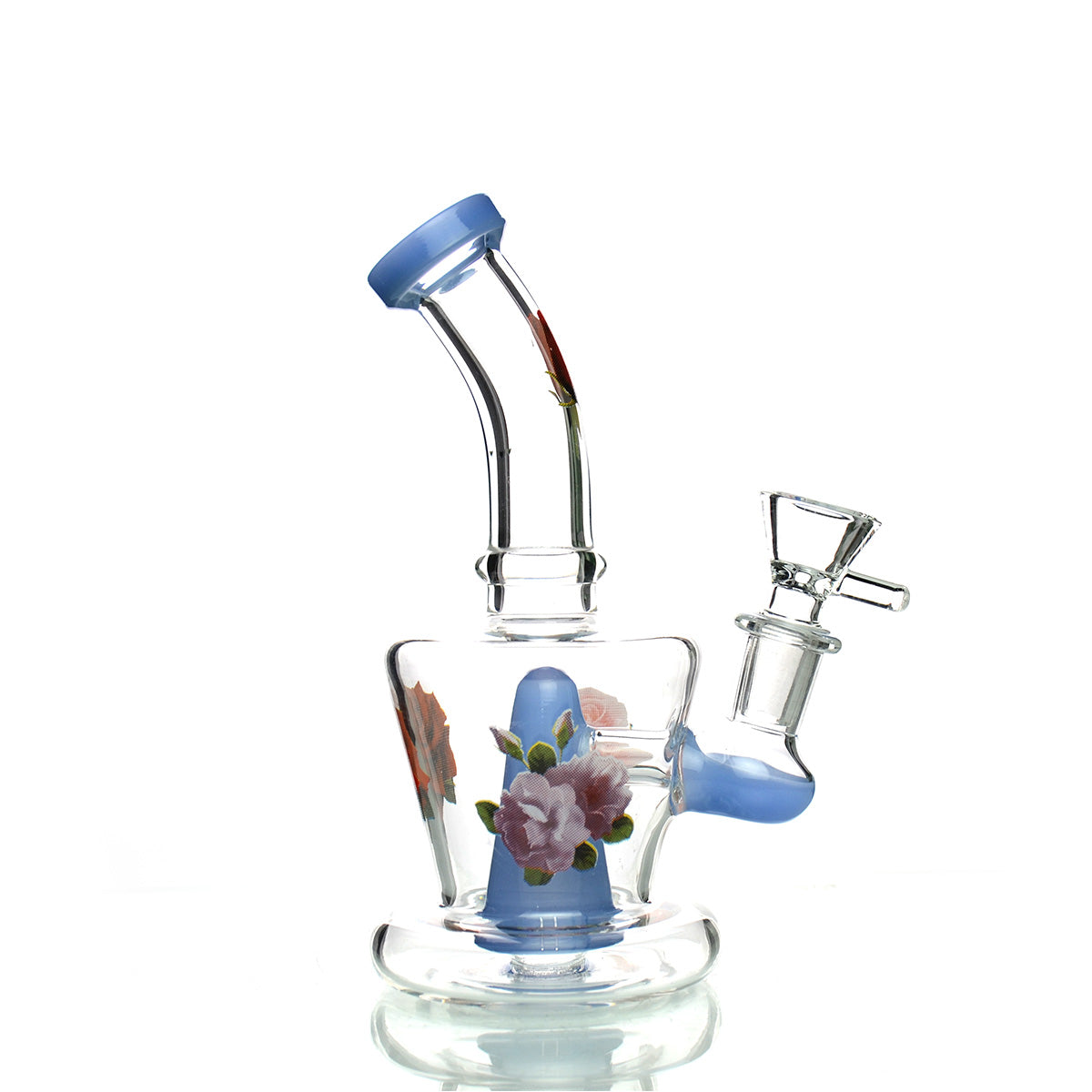 6" Flower Sticker Water Pipe with 14mm Male Bowl