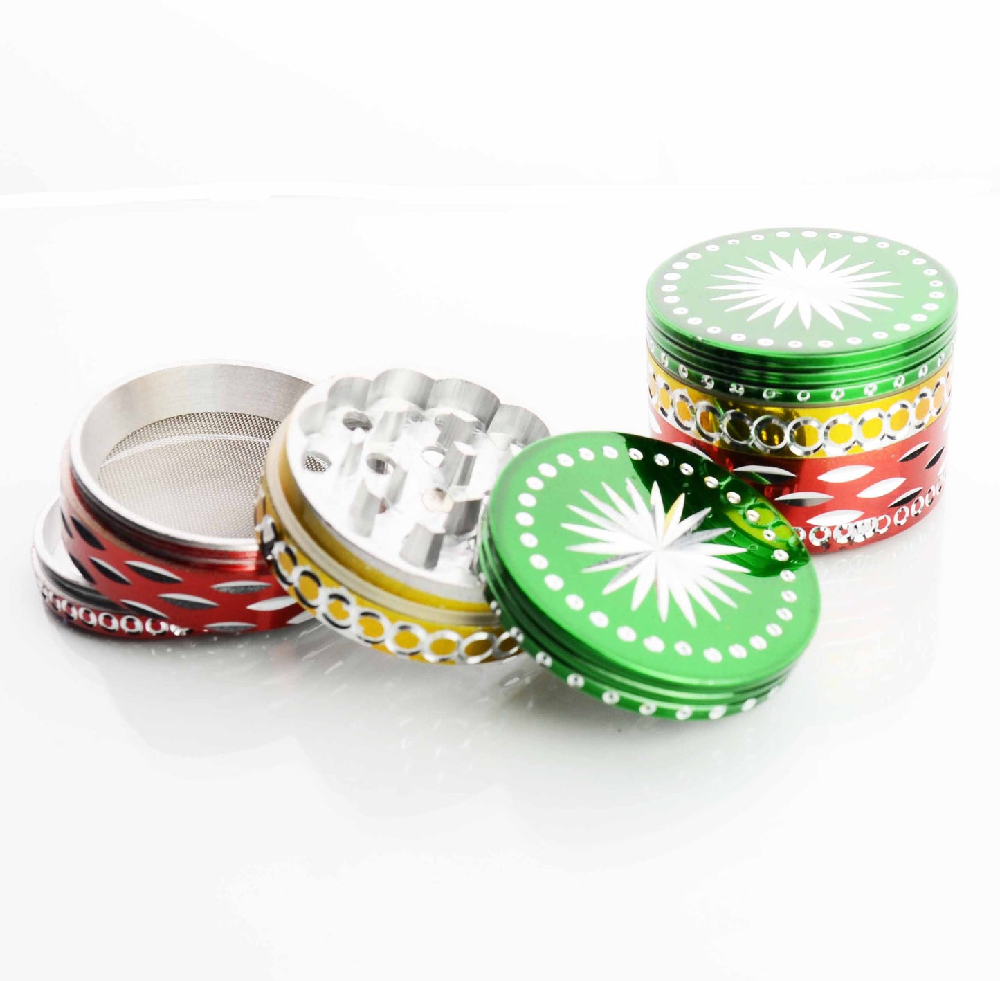 62MM Metal Rasta Colored Grinder Diamond Cut - LA Wholesale Kings