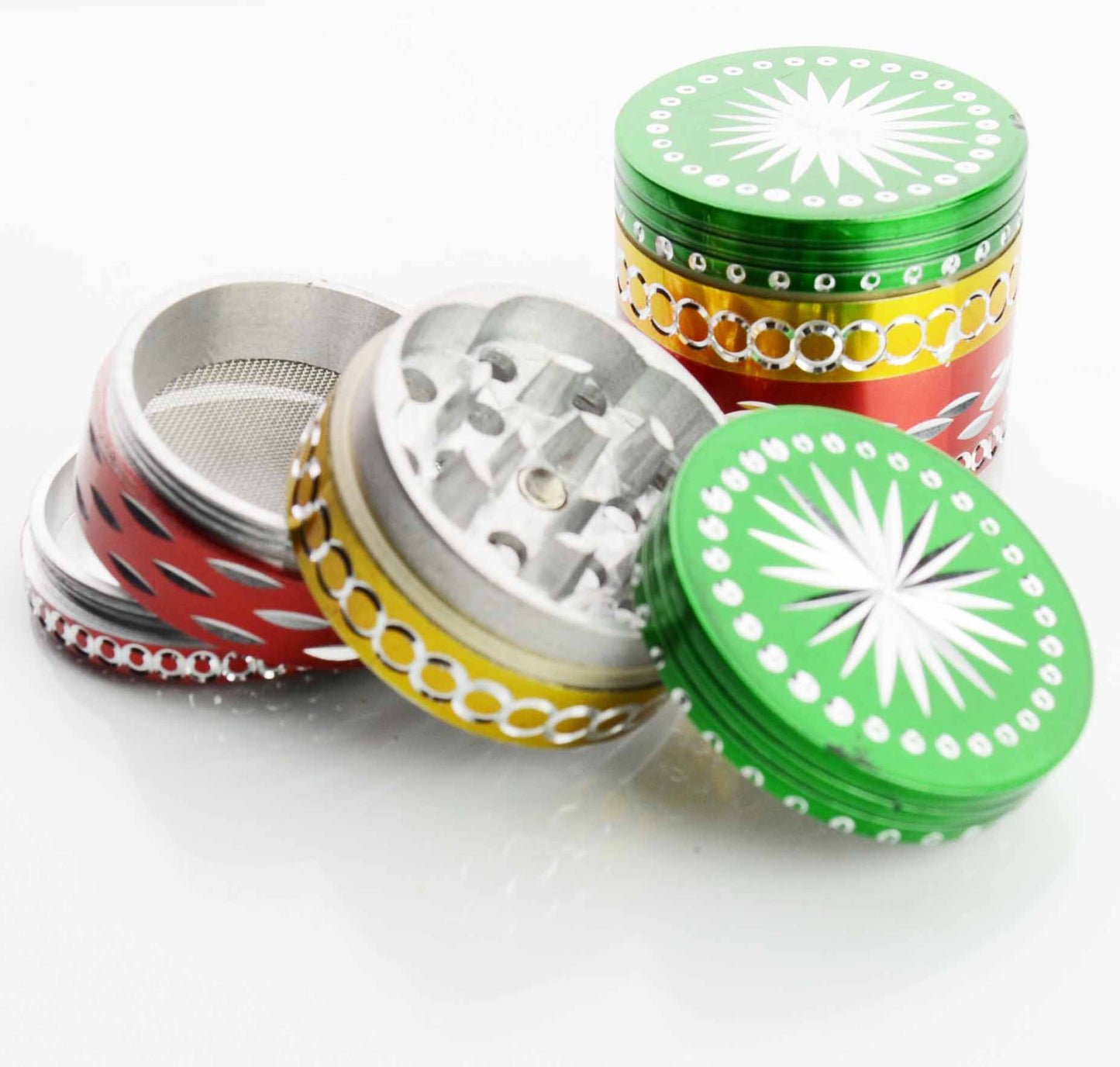50MM Metal Rasta Colored Grinder Diamond Cut - LA Wholesale Kings