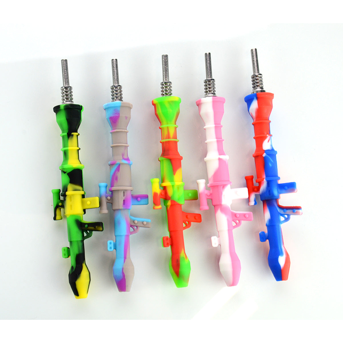 5" Shotgun Silicone Nectar Collector Straw with Titanium Nail - LA Wholesale Kings