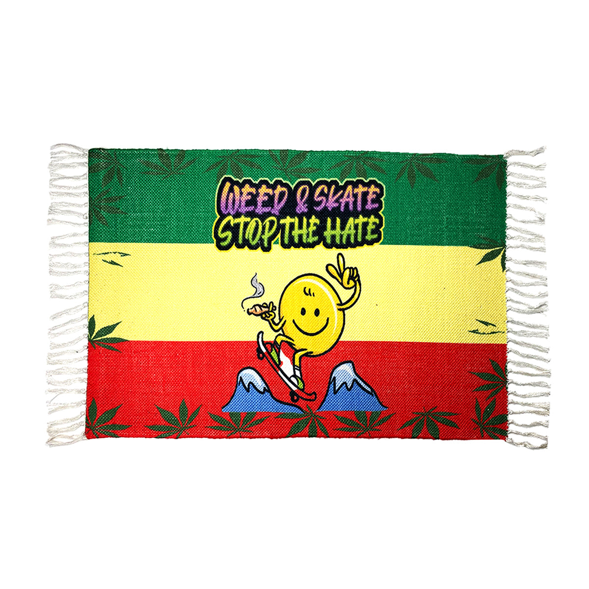 Handloom Printed Weed & Skate Design Doormat Size 2ft x 3ft