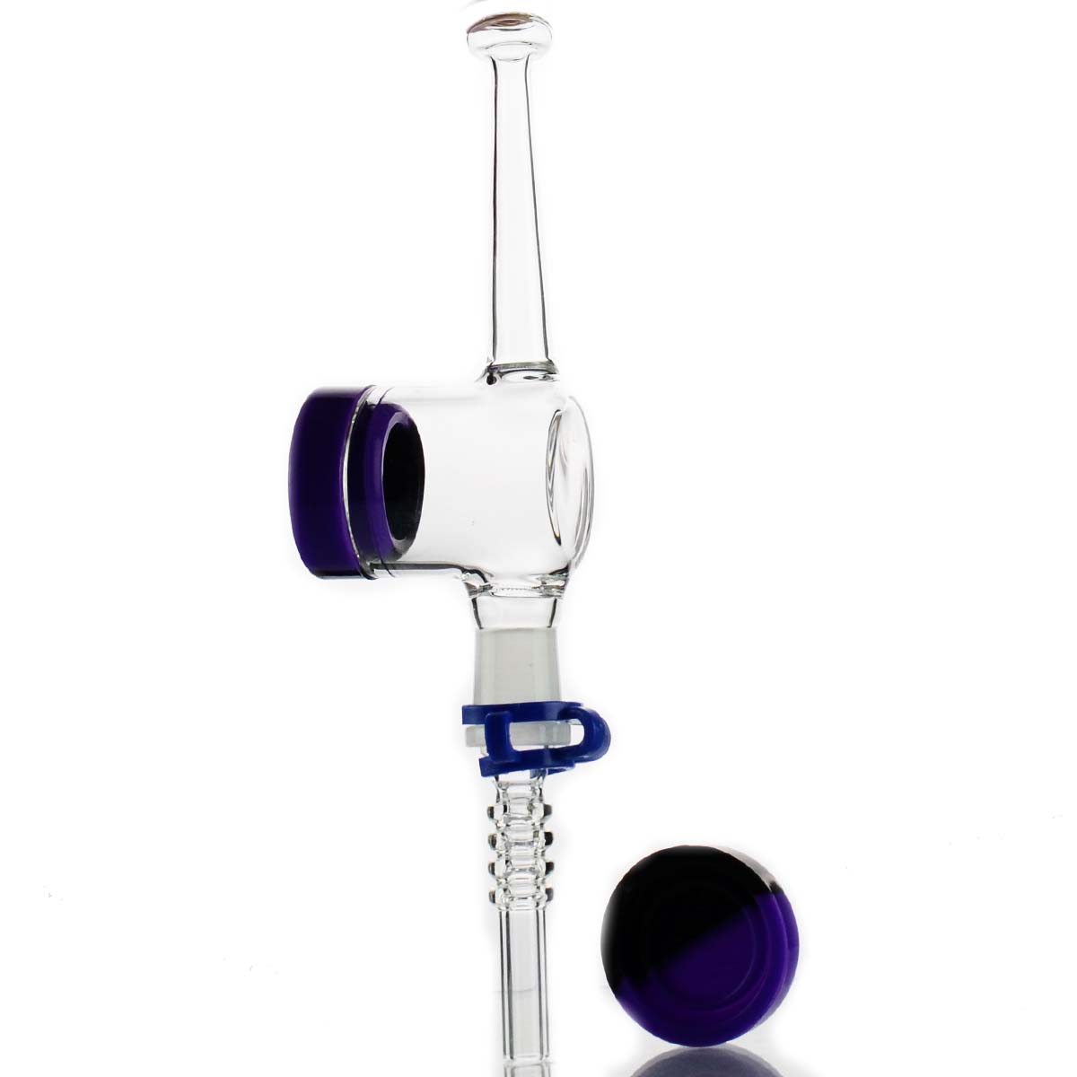 8" Clear glass Nectar Collector Concentrate with 14mm Plastic Clip and 9mm Silicone Jar - LA Wholesale Kings