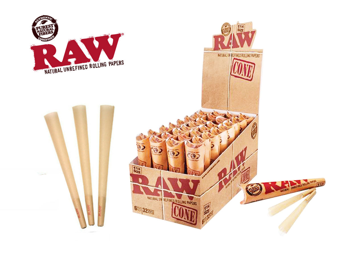 Raw Classic Size 1 1/4" Pre-Rolled Cone 192ct - LA Wholesale Kings