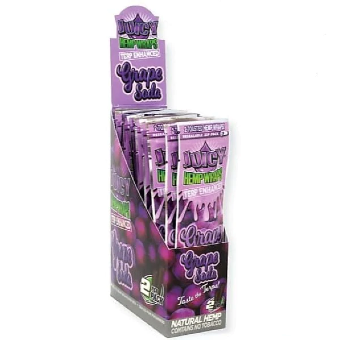 Grape Soda Juicy Hemp Wraps Terp Enhanced - 2 Wraps Per Pack - (25 Count Displays) - LA Wholesale Kings
