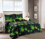 King Supper Soft 3 pcs Printing Borrego Blanket Cannabis Print - Blanket with 2 Pillow Covers