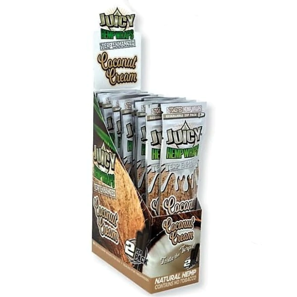 Coconut Cream Juicy Hemp Wraps Terp Enhanced - 2 Wraps Per Pack - (25 Count Displays) - LA Wholesale Kings