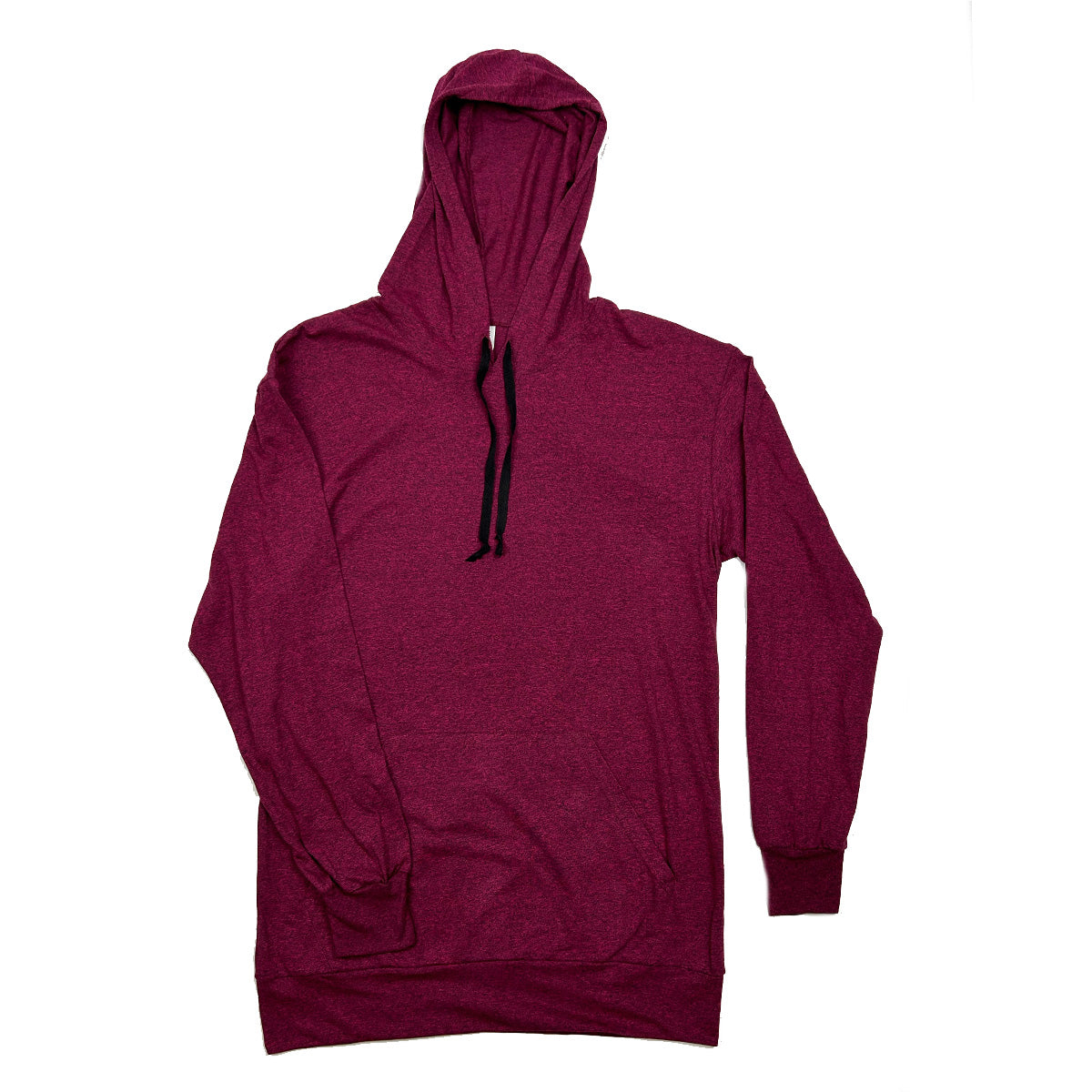 Long Sleeve Burgundy T-Shirt with Hoodie, Pack of 6 Units-2M, 2L, 2XL