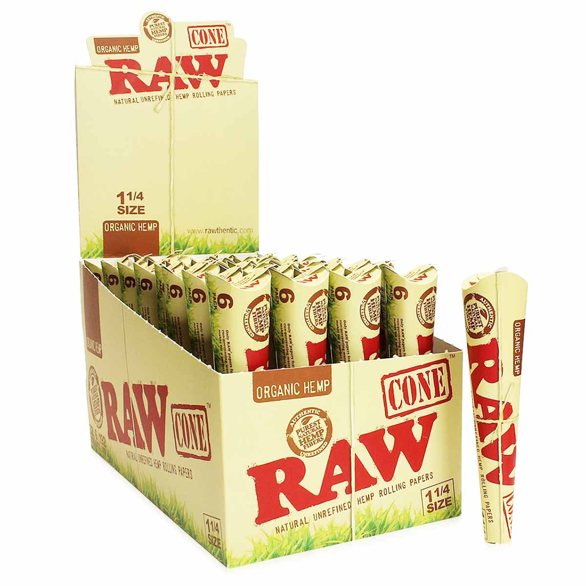 Raw Organic Cone Size 1 1/4" Pre-Rolled Cone 192ct - LA Wholesale Kings