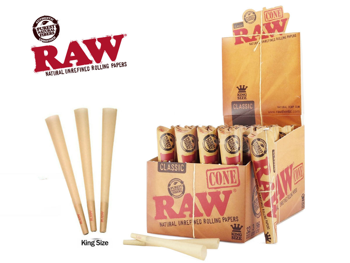 Raw Classic King Size Pre-Rolled Cone 96ct - LA Wholesale Kings