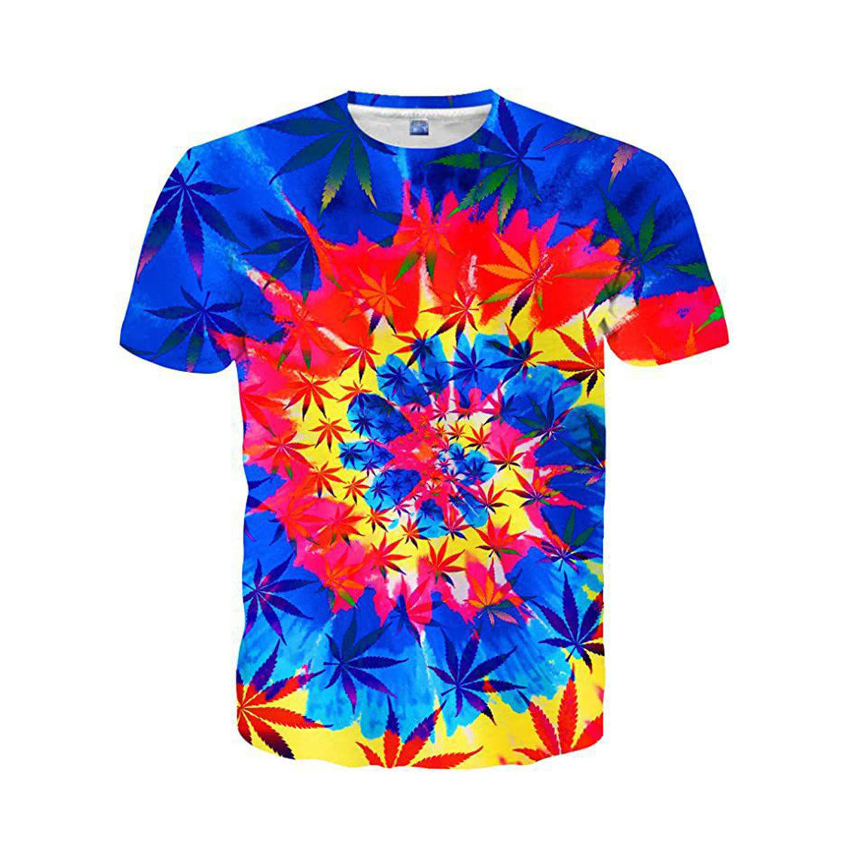 Blue Orange Tie Die Polyester Short Sleeve T-Shirt Pack of 6 Units 1-S, 1-M, 1-L, 1-XL, 1-XXL, 1-XXXL