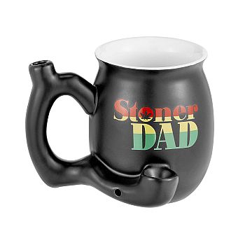 4" Ceramic Matte Black Stoner Dad Roast and Toast Mug with Rasta - LA Wholesale Kings