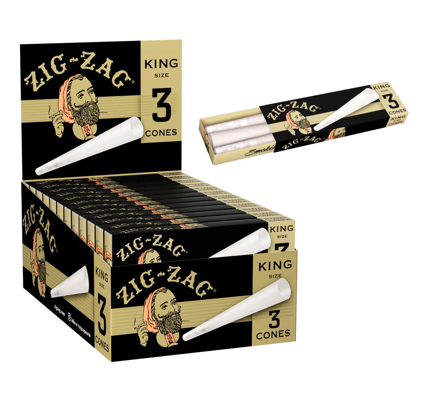 Zig Zag Cone King Size 24 Boxes each Box with 3 Cones - LA Wholesale Kings