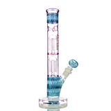 12" Happy Fumes Glass Double Tree Chamber Water Pipe Fancy Pink Glass Art