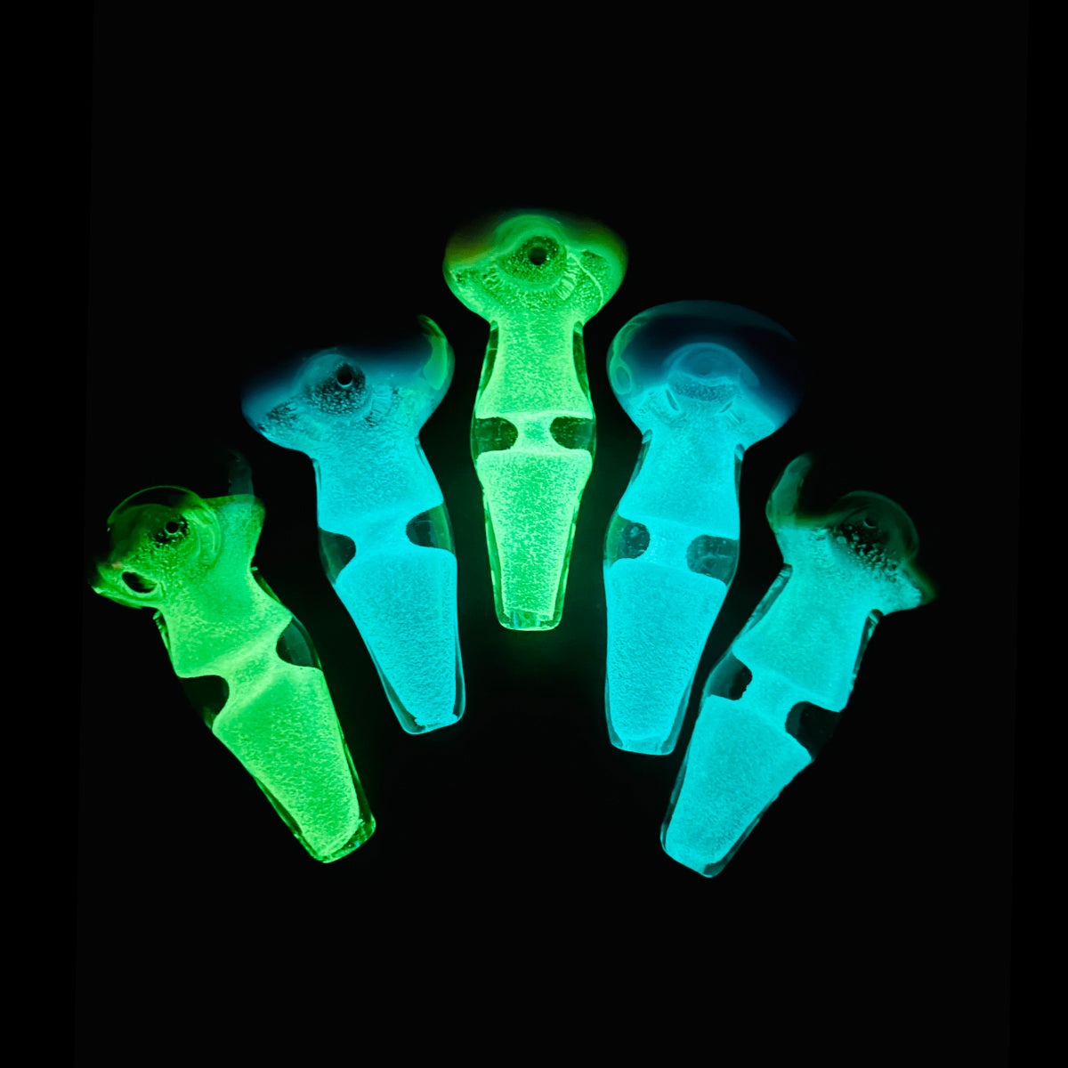 5" Hand Pipe Spoon Glow In The Dark with Color Tube Head