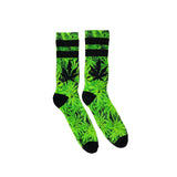 Cannabis Leaf Print Green Socks 95% Polyester, 5% Elastane