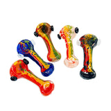 3.5" Hand Pipe Spoon with Rasta Zig Zag Lines and Color Glass Frit
