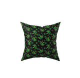 Cannabis Leaf Alternative Polyester Black Pillow, Couch Cushion, Sham Stuffer (Size:18x18)