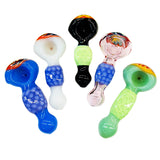 4.5" Hand Pipe Spoon Reversal Glass Art with Honeycomb Design
