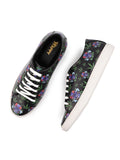 Skull 420 Weed Design Deep Black Shoe - Printed Synthetic Vegan Leather