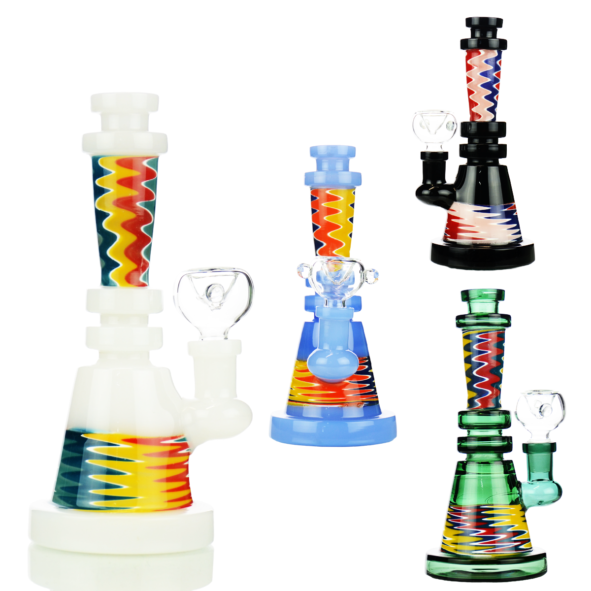 7" Reversal Sticker Water Pipe Color Tube Glass and 14mm Male Bowl