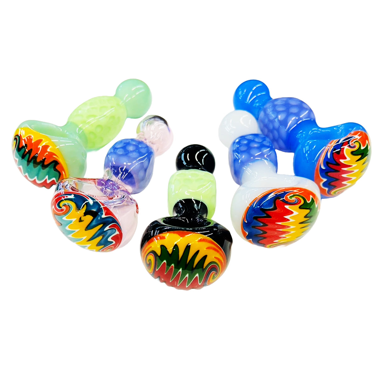 4.5" Hand Pipe Spoon Reversal Glass Art with Honeycomb Design