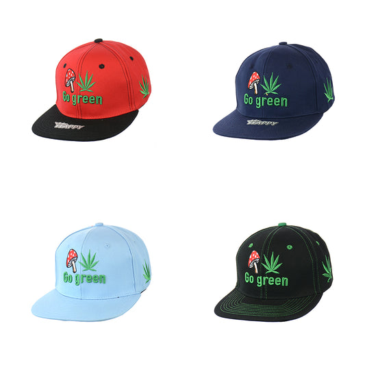 Mushroom Go Green Embroidered Snapback Hat 100% Cotton