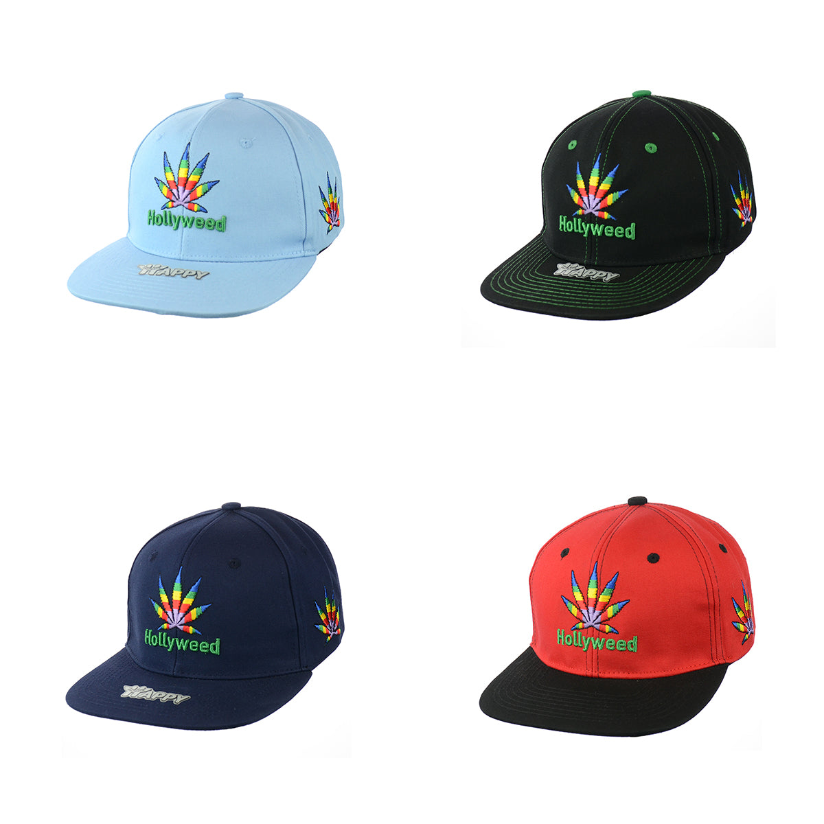 Hollyweed Leaf Embroidered Snapback Hat 100% Cotton