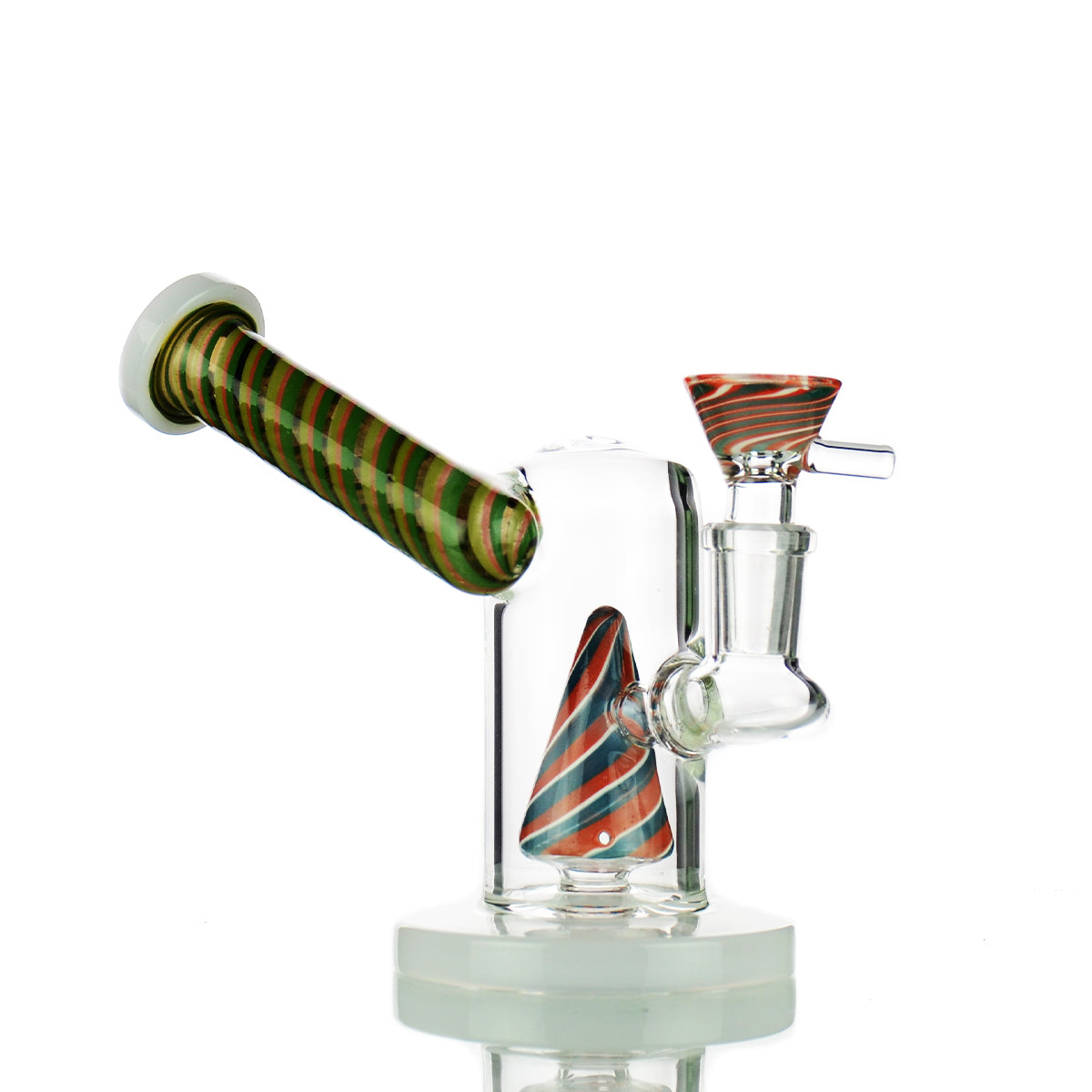 7" Water Pipe with Side Car and Reversal Glass Art 14mm Male Bowl