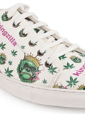 Kingzilla Weed Design Snow White Shoe - Printed Synthetic Vegan Leather Sizes