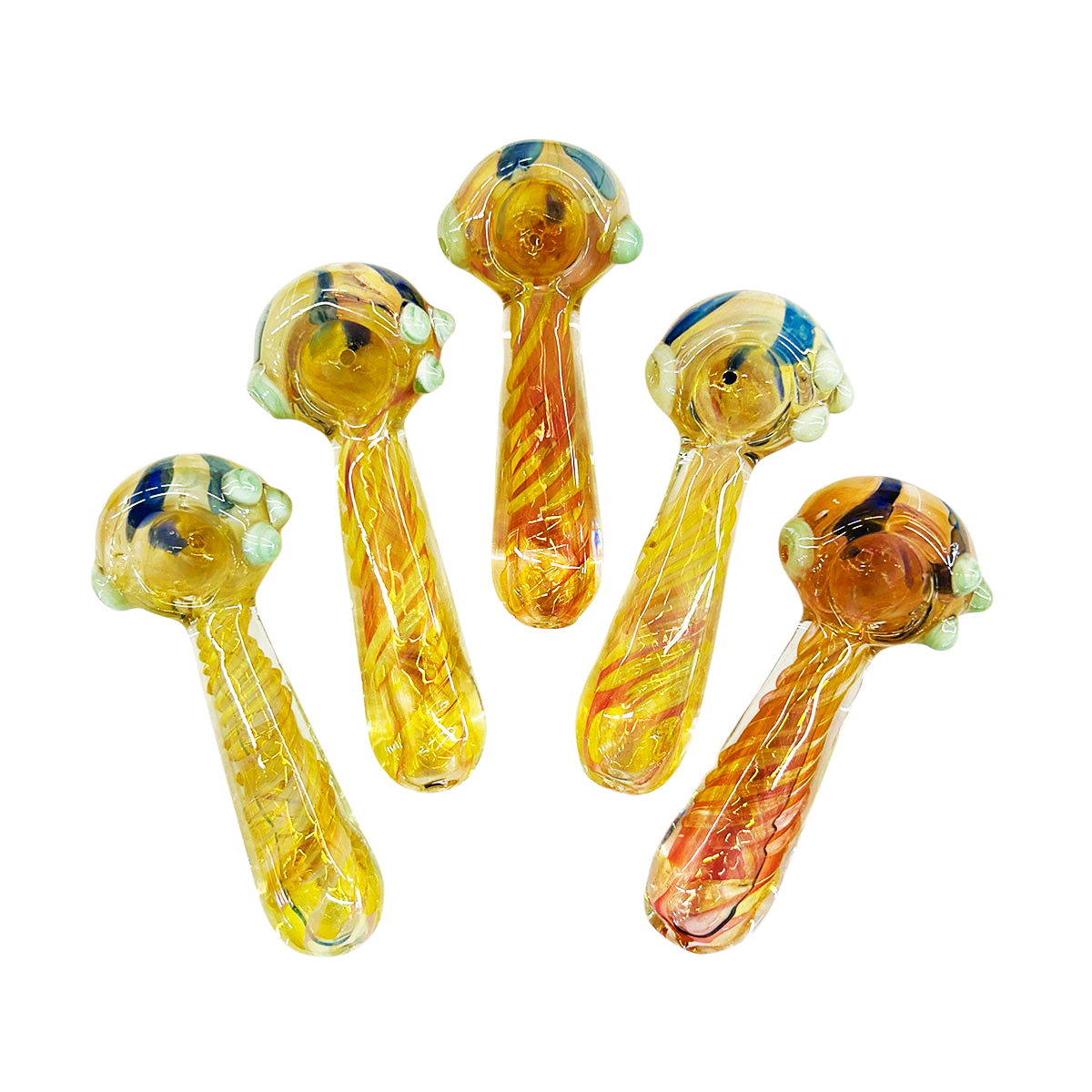 4" Hand Pipe Gold Silver Fume Glass Swirling Art