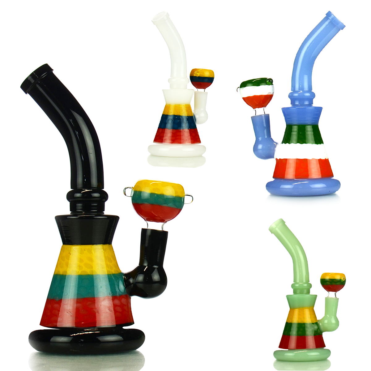 8” American Rod Color Bong Honey Mesh design with 14mm Male Bowl