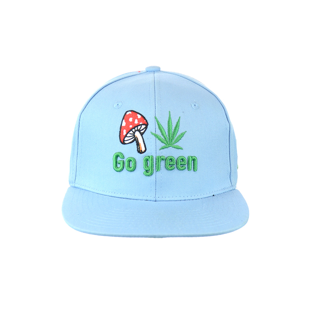 Mushroom Go Green Embroidered Snapback Hat 100% Cotton