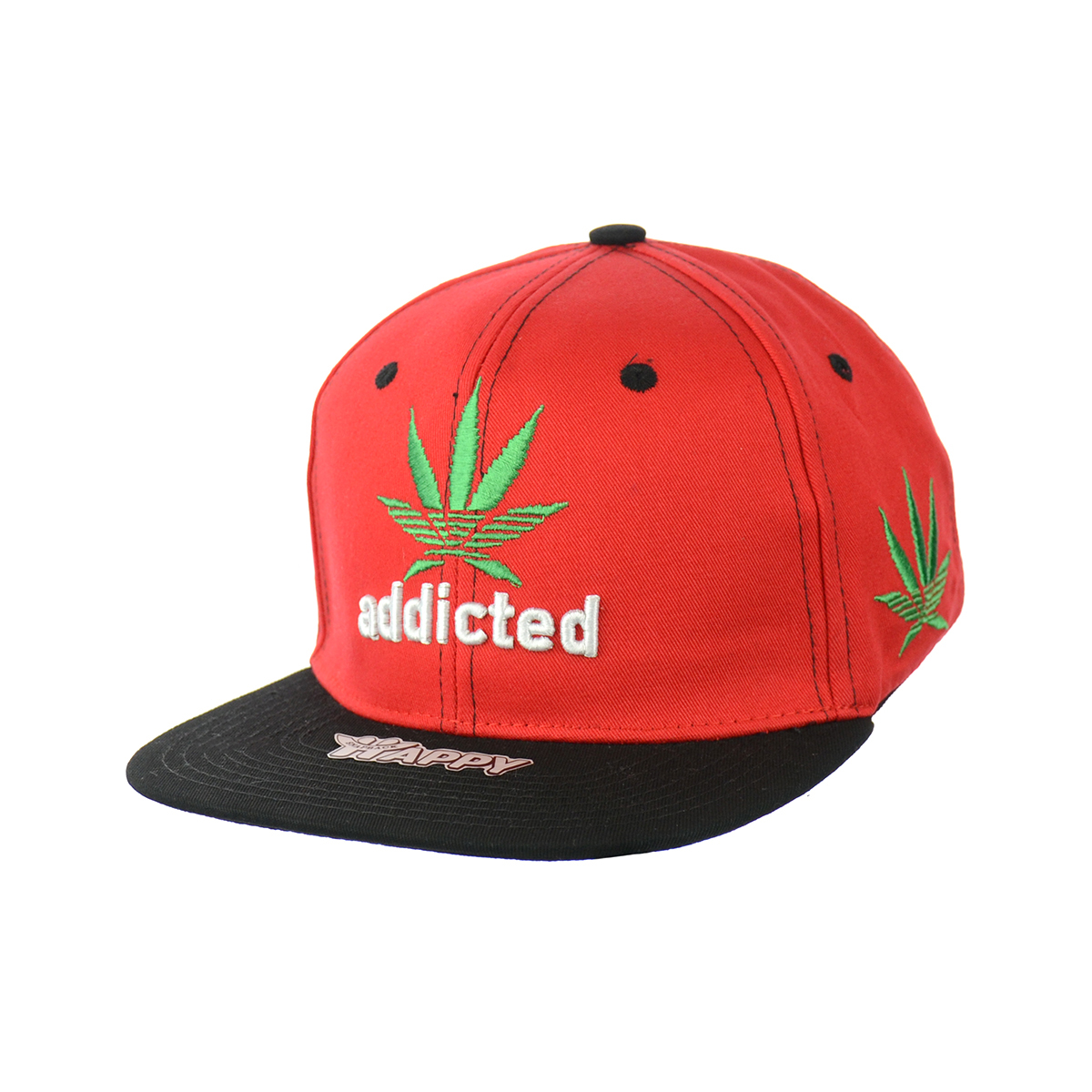 Addicted Leaf Embroidered Snapback Hat 100% Cotton