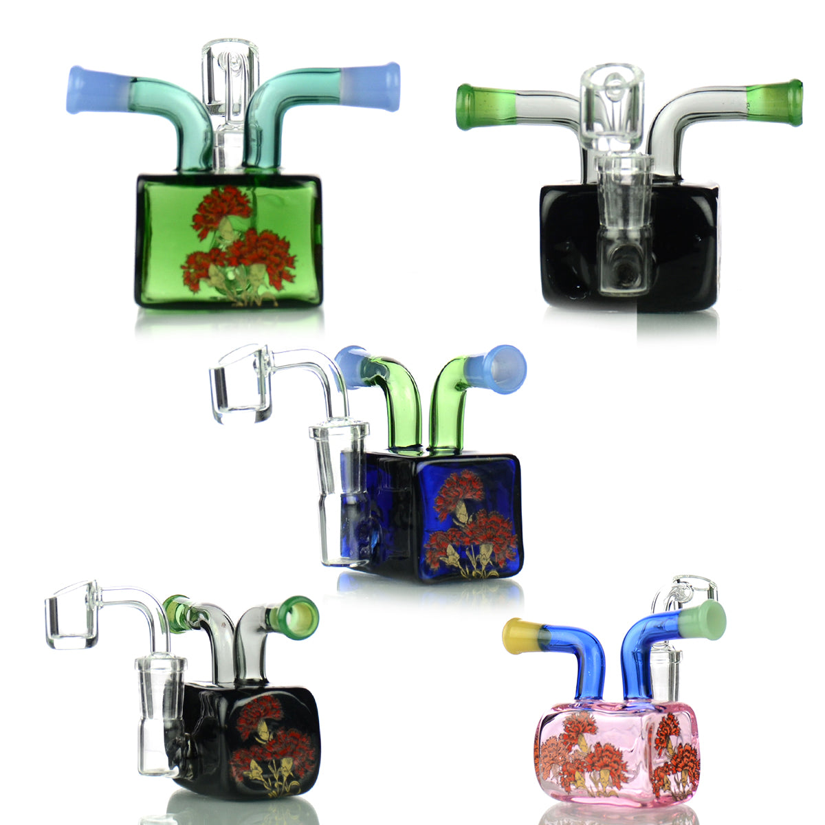 5" Water Pipe Rig with Double Mouth and 14mm Male Banger