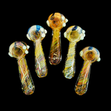 4" Hand Pipe Gold Silver Fume Glass Swirling Art
