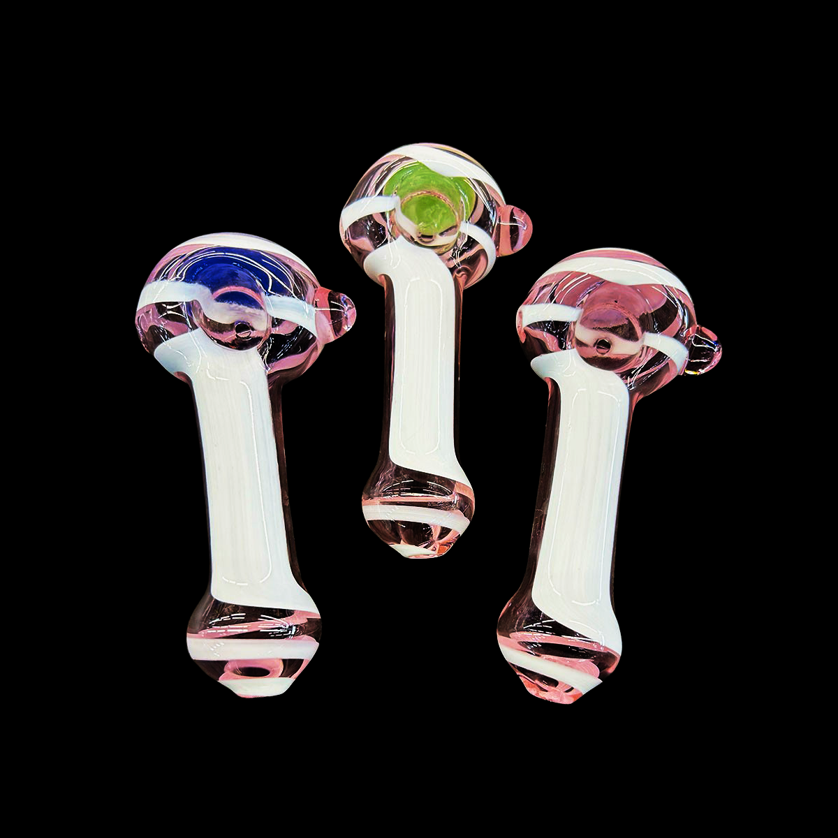 4.5" Hand Pipe Pink Color Tube Glass with White Stripe