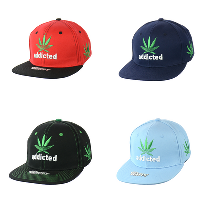 Addicted Leaf Embroidered Snapback Hat 100% Cotton