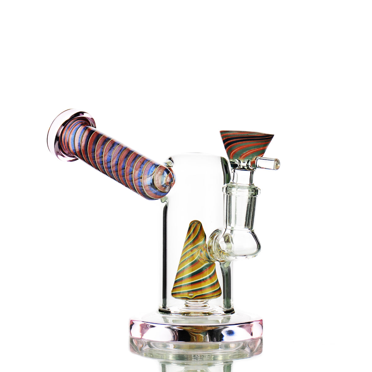 7" Water Pipe with Side Car and Reversal Glass Art 14mm Male Bowl