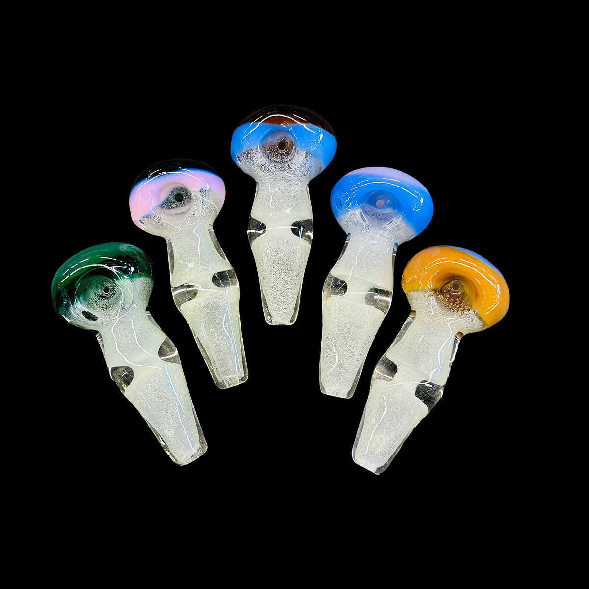 5" Hand Pipe Spoon Glow In The Dark with Color Tube Head