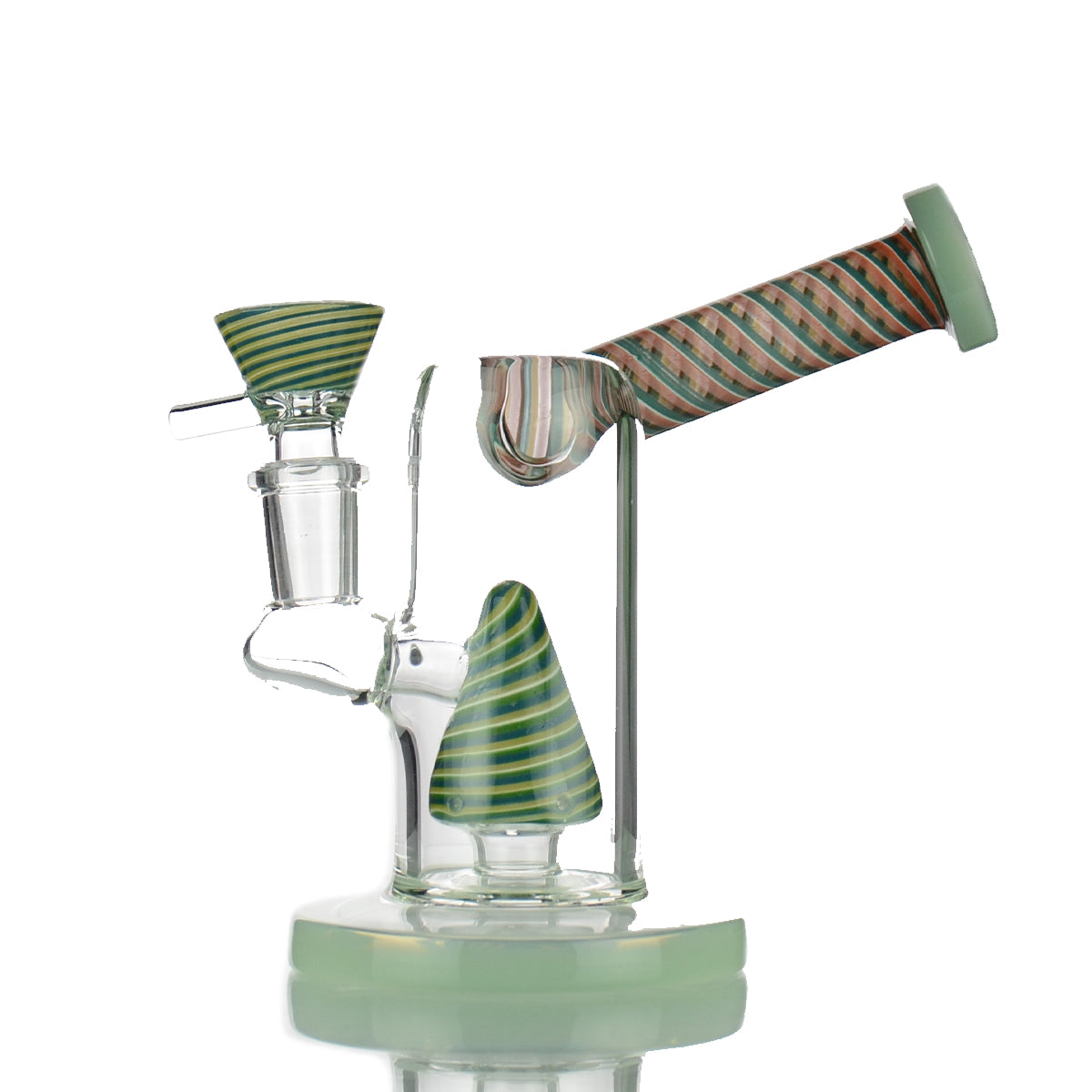 7" Water Pipe with Side Car and Reversal Glass Art 14mm Male Bowl