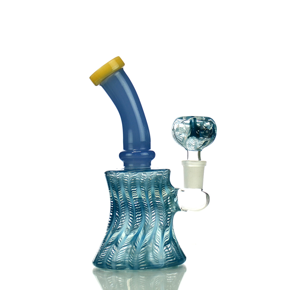 7" Bong Fancy Design with Color Tube Neck and 14mm Male Bowl