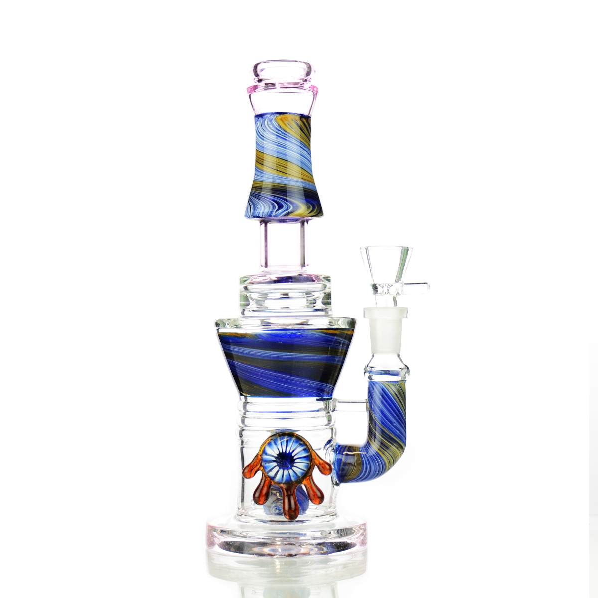 10" Water Pipe Inside Marble Art Water Pipe with Locket and 14mm Male Bowl