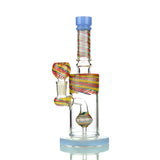 8" Water Pipe Inside Color Swirling Line Art with Dome Shower and 14mm Male Bowl