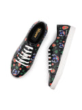 I am Landing Weed Design Deep Black Shoe - Printed Synthetic Vegan Leather