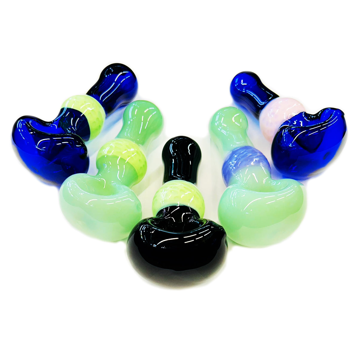 4.5" Color Tube Glass Hand Pipe with Honeycomb Design