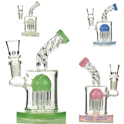 5.5" Water Pipe with Twisted Neck and Percolator and 14mm Male Bowl