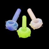 4" Slime Frit Glass Hand Pipe Marble Spoon