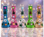 10-Inch Glitter Beaker Water Pipe with 3D Flowers & 14mm Bowl