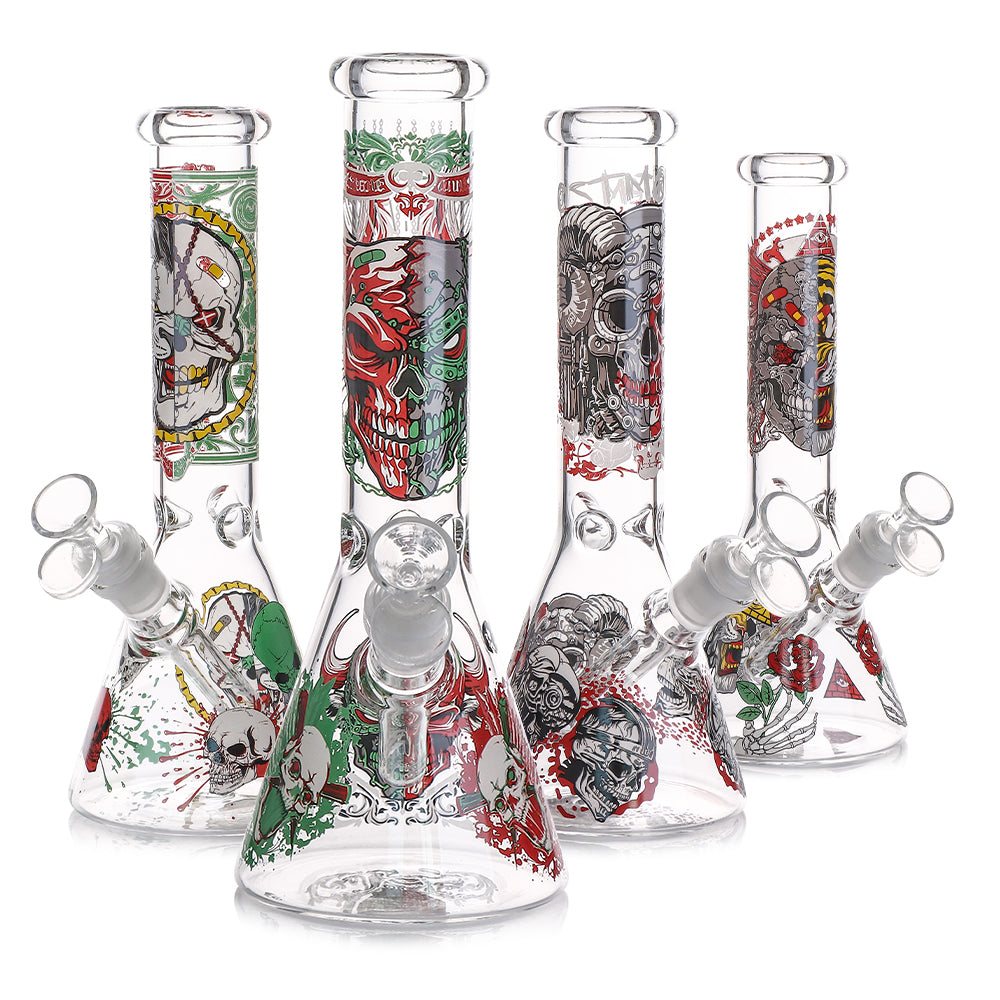 10" Beaker Skull Decal with 14mm Male Bowl
