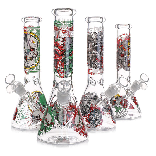 10" Beaker Skull Decal with 14mm Male Bowl